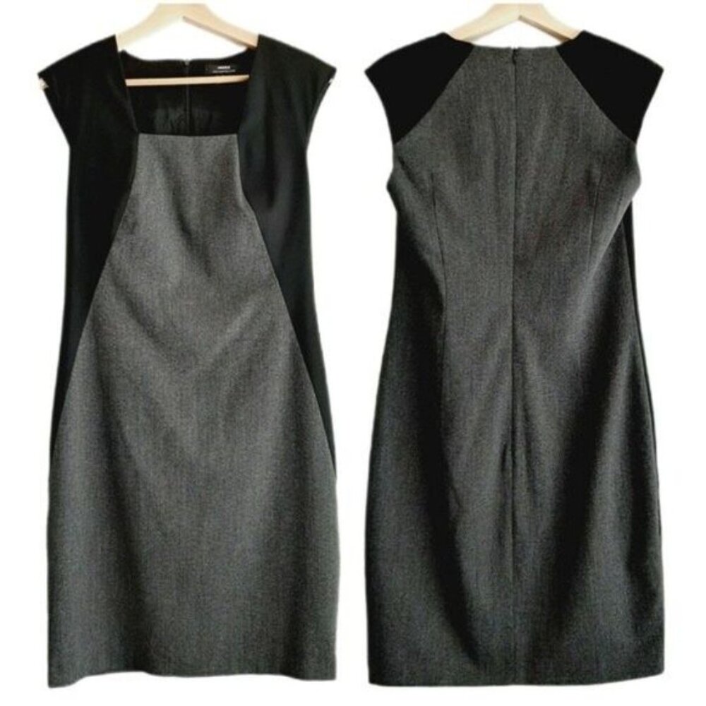 MEXX Sheath Bodycon Dress Geo Colorblock Grey & Black Sz 6